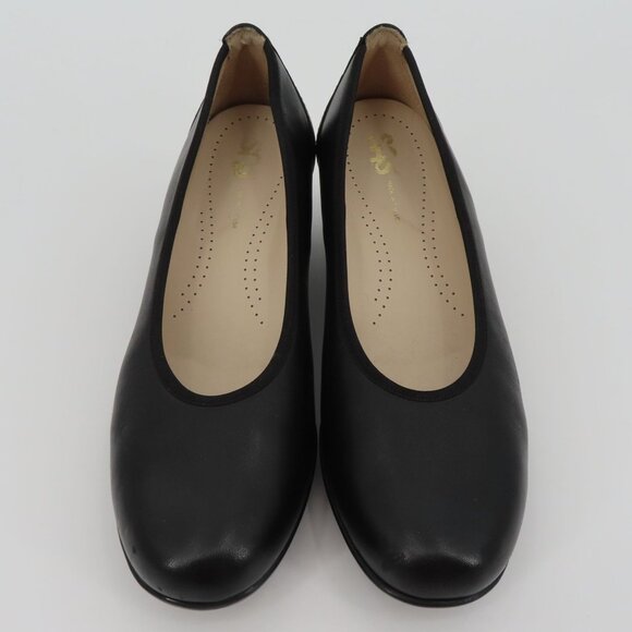 SAS MILANO Women 8.5 M Black Leather Round Toe Heels Pumps Shoes Made in USA - Picture 2 of 12